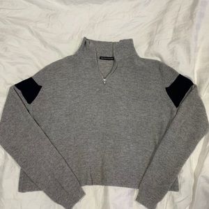 brandy melville cropped grey quarter zip sweater